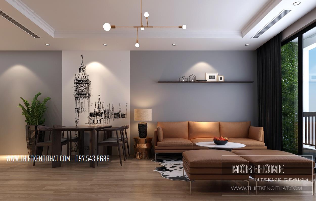 Mẫu thiết kế nội thất phòng khách chung cư Morehome đã thiết kế thi công Mẫu thiết kế nội...